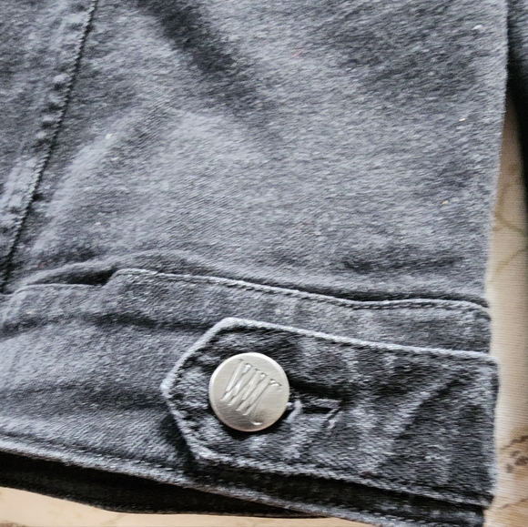 Women With Control Black Studded Denim Jacket size L - Picture 4 of 10